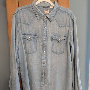 Levi’s Barstow Western Denim Shirt – Indigo Stonewash, XL Slim, 100% Cotton